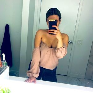 Vici blush dusty rose pink off shoulder blouse top